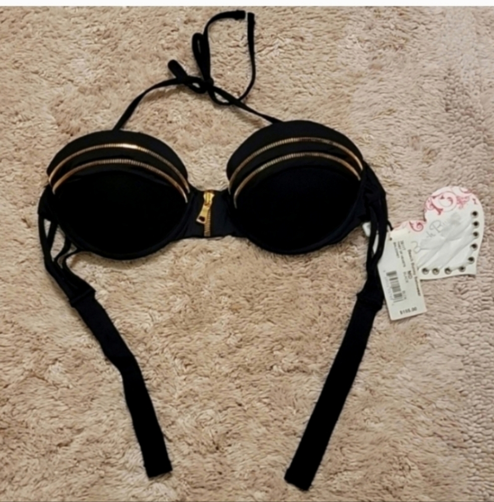 Beach Bunny Black and Gold Bikini Top
